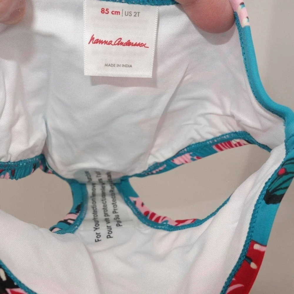 NEW Hanna Andersson Teal Aqua Butterfly Tankini Swimsuit Size 85 Girls 2T